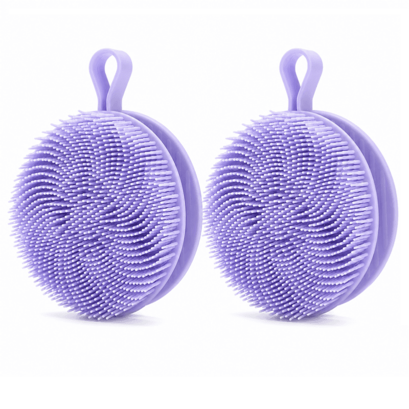 2-Piece Blue Double-Sided Silicone Body Scrubber - Dual-Texture - Purple