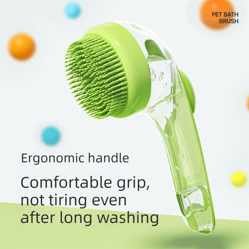 Yellow Pet Silicone Bath Brush with Shampoo Dispenser - Leak-Proof One-Touch