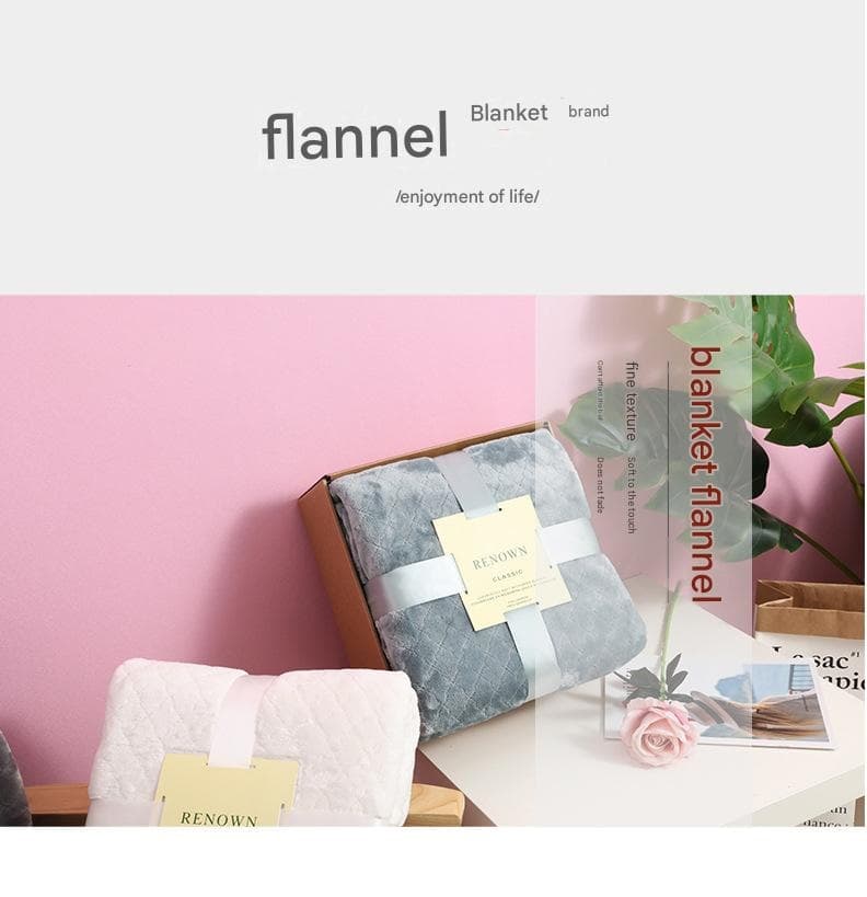 Pink 70 × 100 cm Flannel Fleece Blanket - Quilted Diamond Pattern, Soft