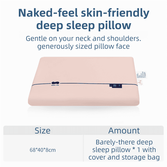 Pink Deep Sleep Slow Rebound Memory Foam Pillow with Washable - Pink 8 cm