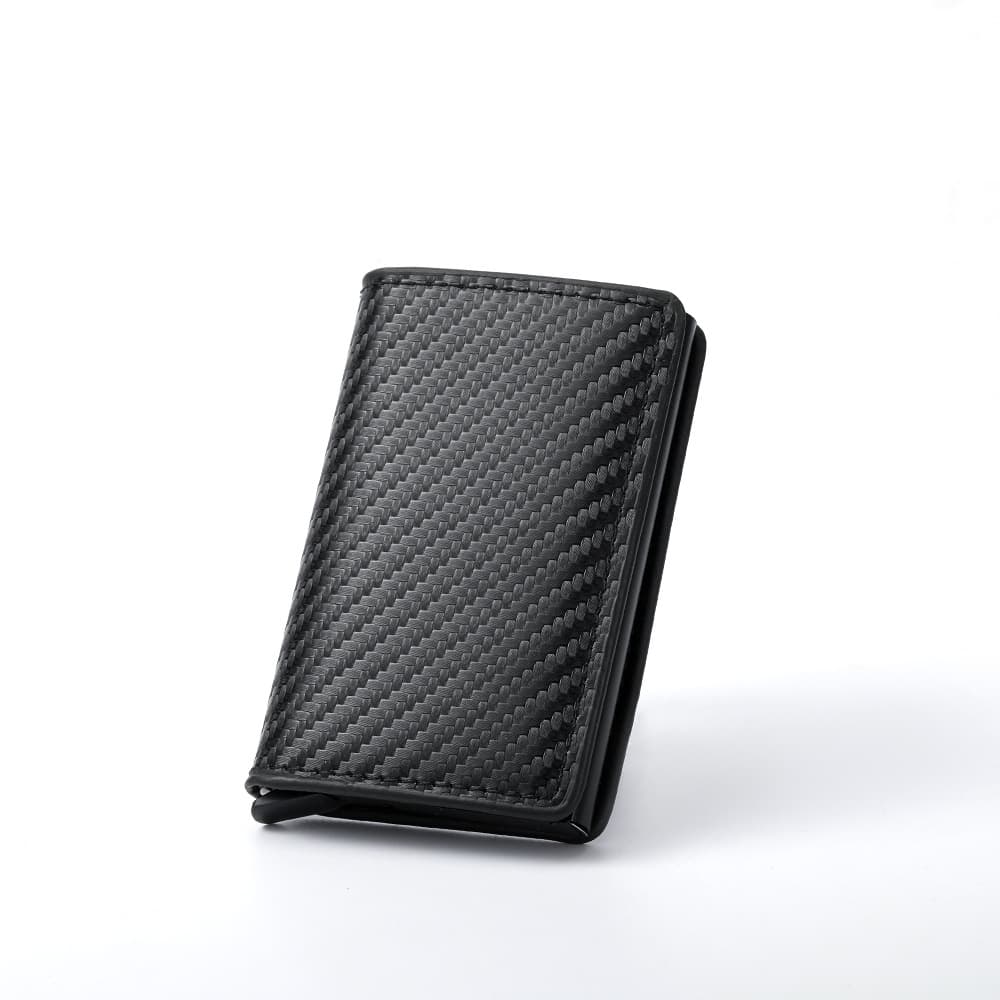 Black Carbon Fiber texture RFID Wallet - Automatic Pop-Up Card Holder