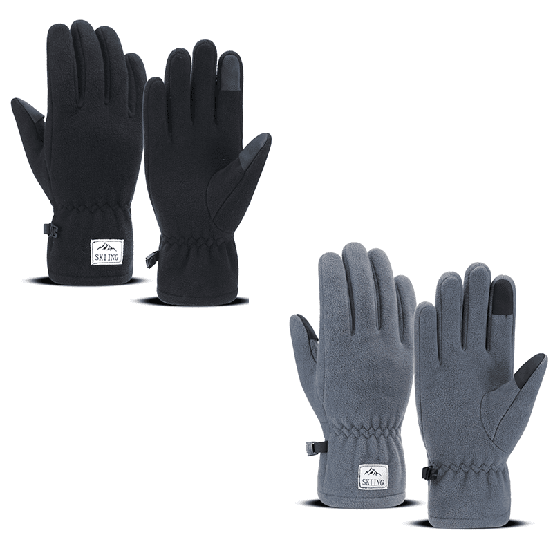 2 piece Black and Grey Winter Thermal Touchscreen Gloves - Outdoor Cycling
