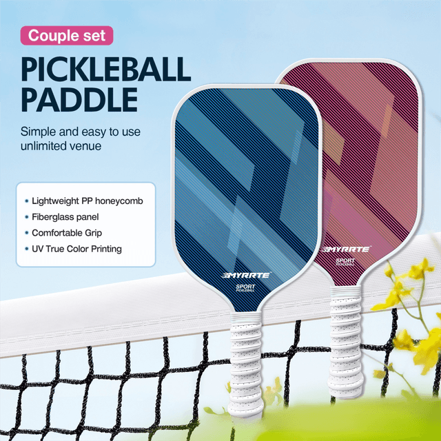Fantasy Purple Striped Fiberglass Pickleball Paddle - Lightweight