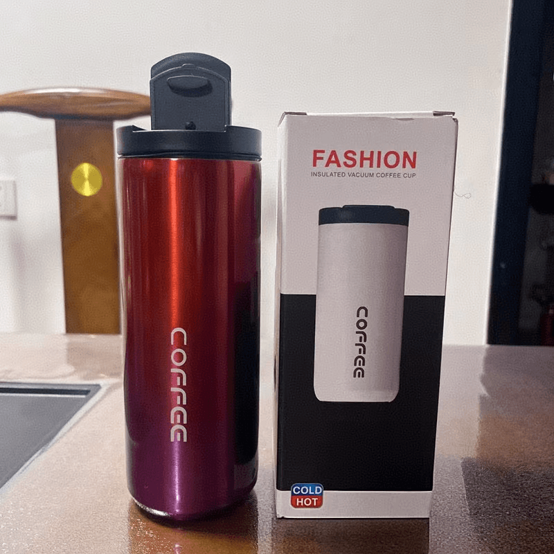 Gradient Red Stainless Steel Coffee Mug 500 ml Vacuum Insulated Travel Cup 8