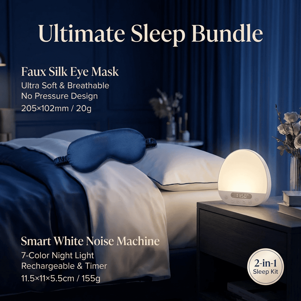 Nighttime Anxiety Relief & Relaxation Set - Blue Imitation Silk - Blue White