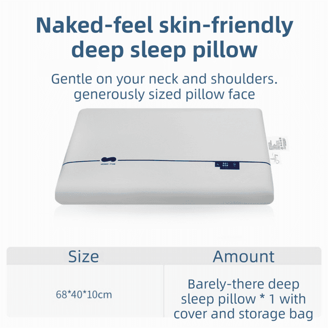 Grey Deep Sleep Slow Rebound Memory Foam Pillow with Washable - Grey 8 cm