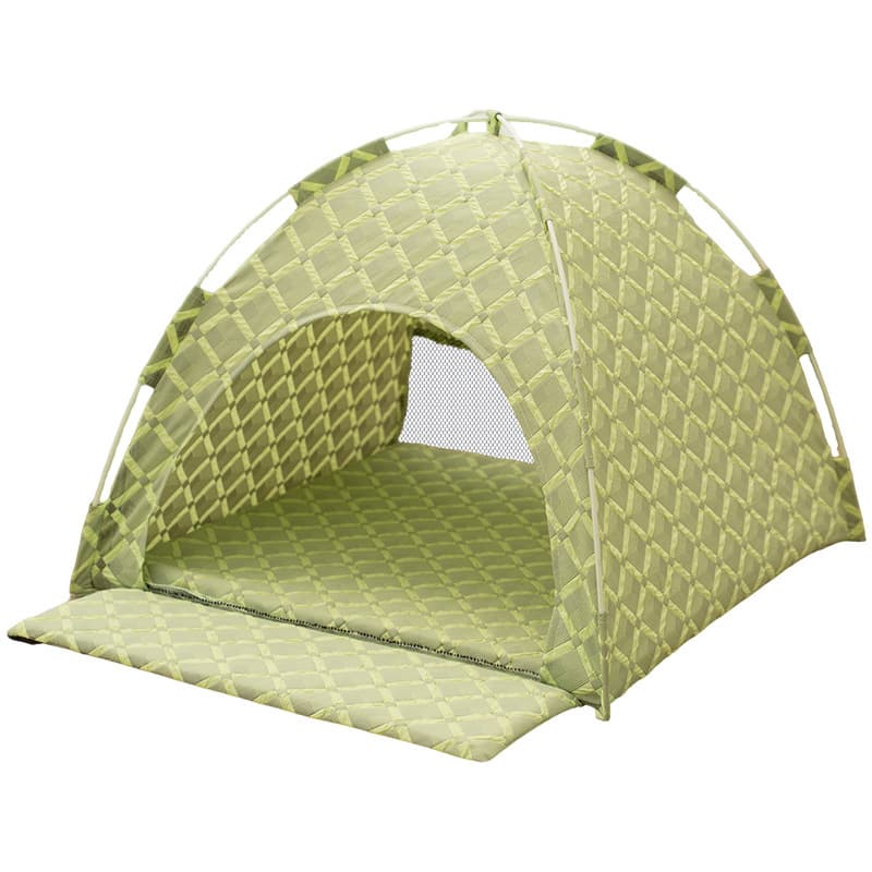 Green 48 × 42 × 40 cm Summer Pet Cooling Tent Bed - Semi Enclosed Cat Dog