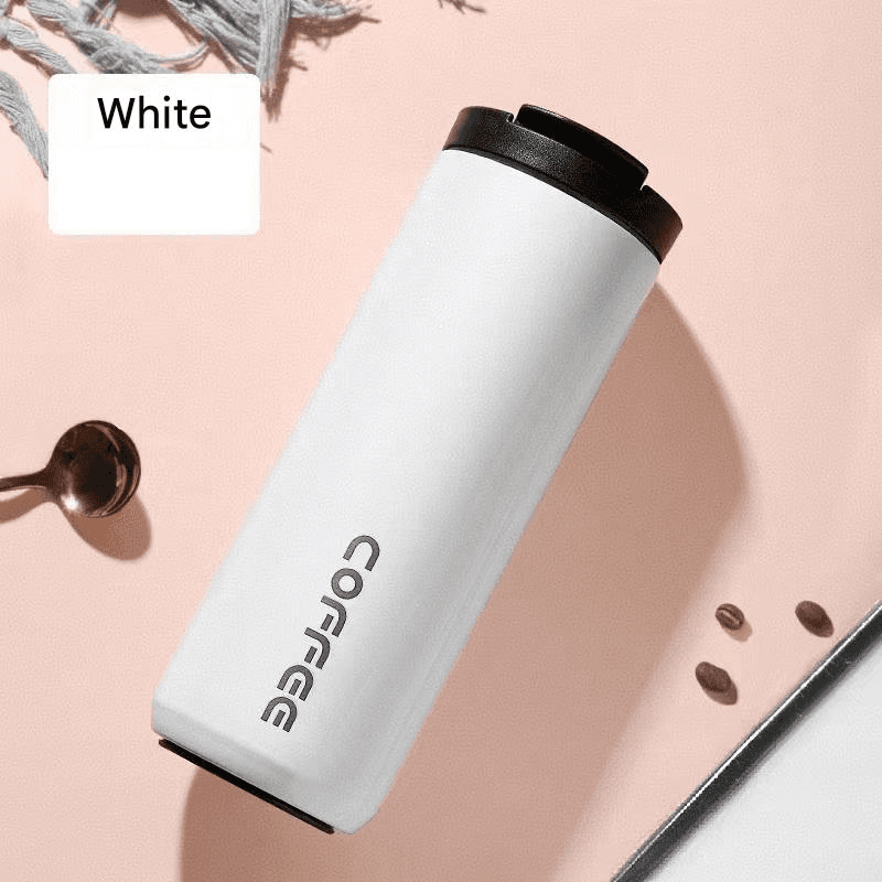 White Stainless Steel Coffee Mug 500 ml Vacuum Insulated Travel - White Mug