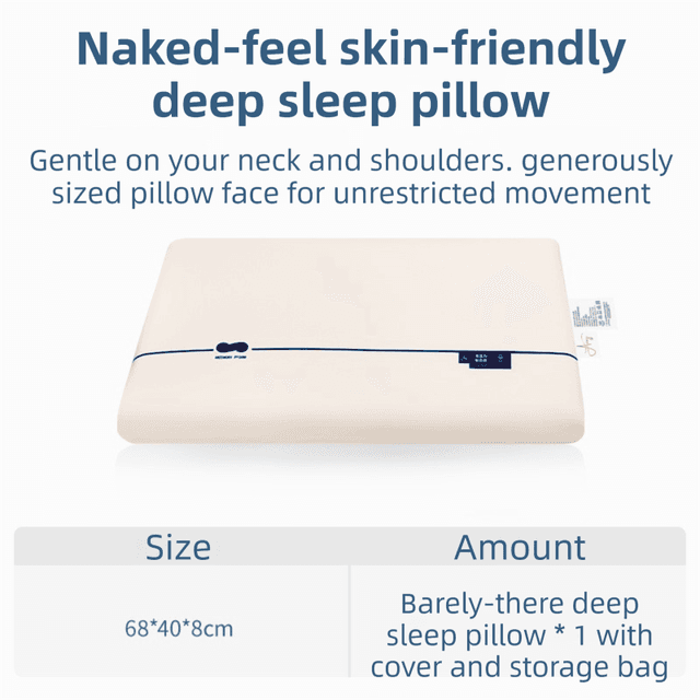 Beige Deep Sleep Slow Rebound Memory Foam Pillow with Washable - Beige 8 cm