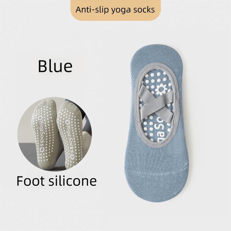 3-Pack Blue Anti-Slip Yoga Socks - Grippy Pilates Dance Fitness Socks