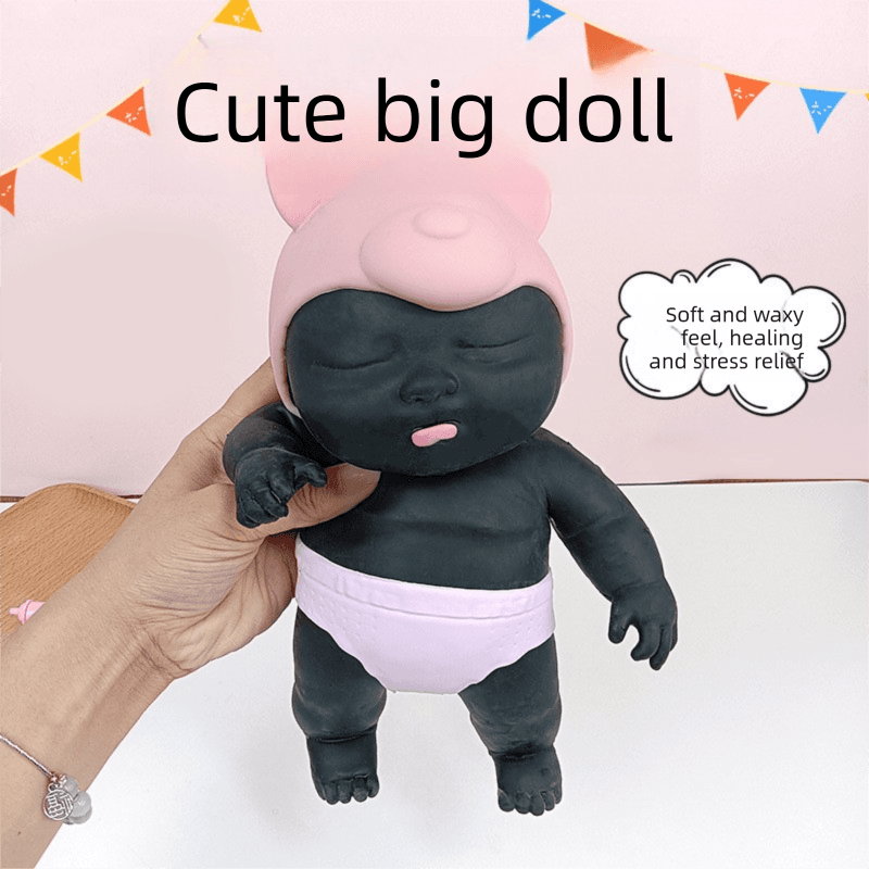 Black 26 cm Large Squeeze Ugly Doll Stress Relief Toy Slow Rebound TPR