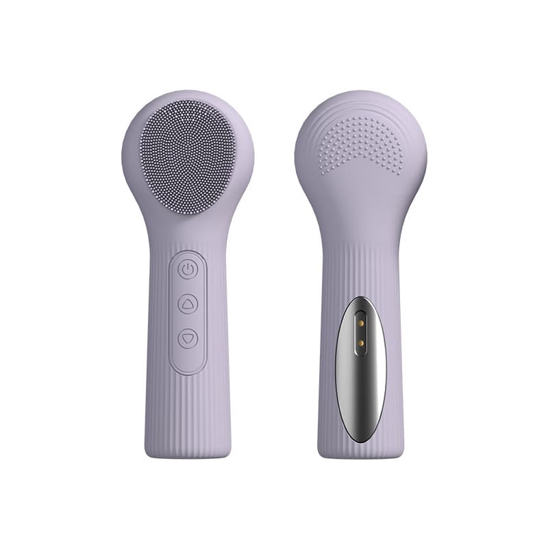 Purple Heated Silicone Facial Cleansing Brush - Dual Sided, Rechargeable, 3