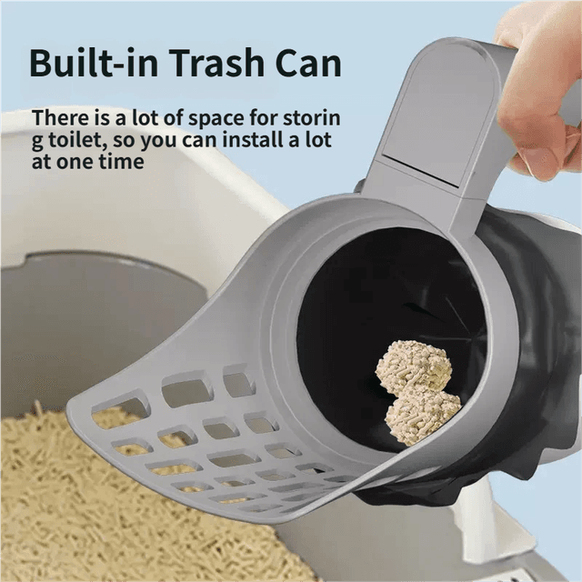 3-in-1 Handheld Cat Litter Scoop with Waste Bin & Bag Dispenser - One-Way