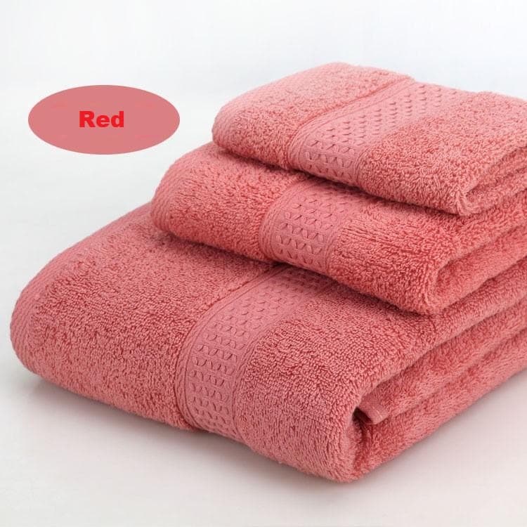 3-Piece Red Towel Set - Soft Absorbent Bath, Hand & Face Towels