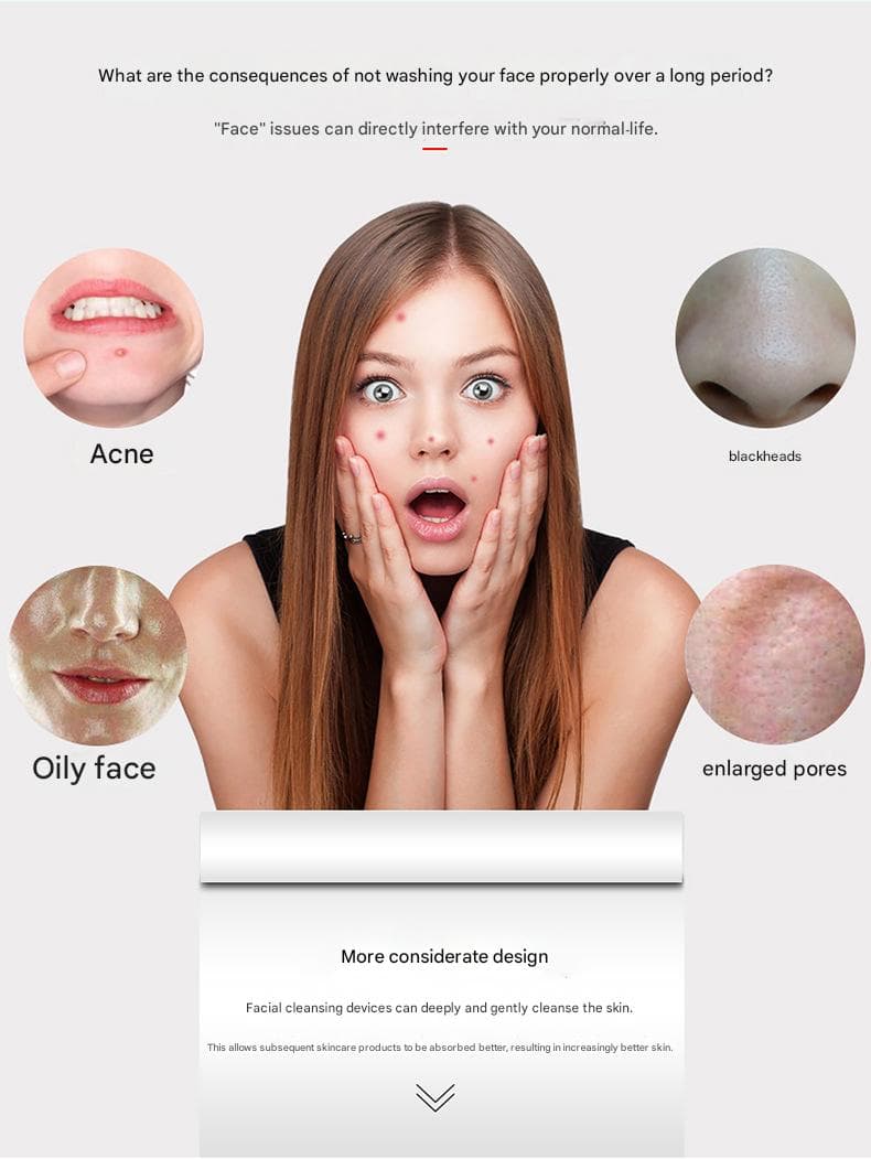 Pink 3D Dual-Sided Facial Cleansing Brush - Silicone and Soft Bristle