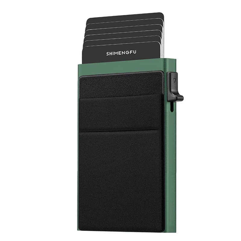 Green RFID Blocking Aluminum Wallet - Slim Pop Up Card Holder - 10+ Card