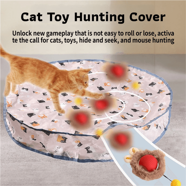Interactive Hunting Hidden Prey Cat Toy Set - Red Plush Automatic Moving