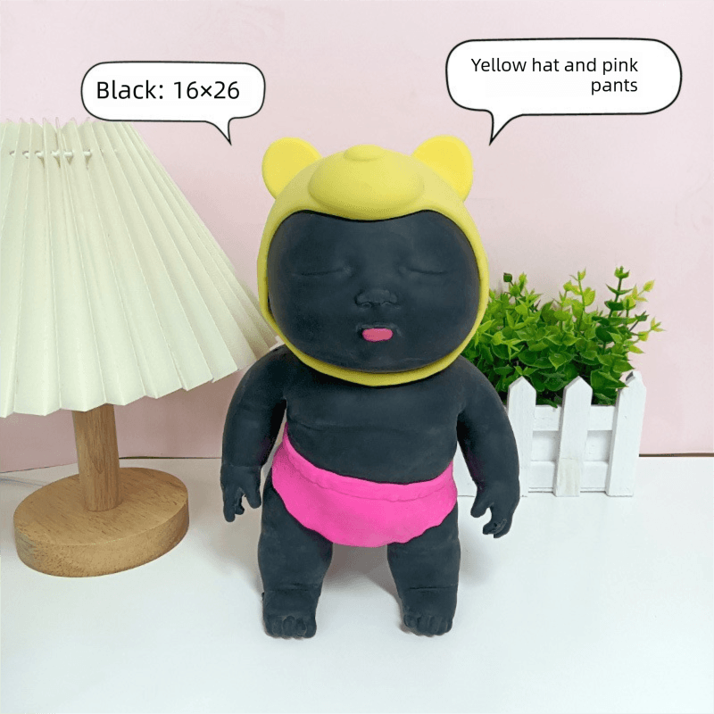 Black 26 cm Large Squeeze Ugly Doll Stress Relief Toy Slow Rebound TPR