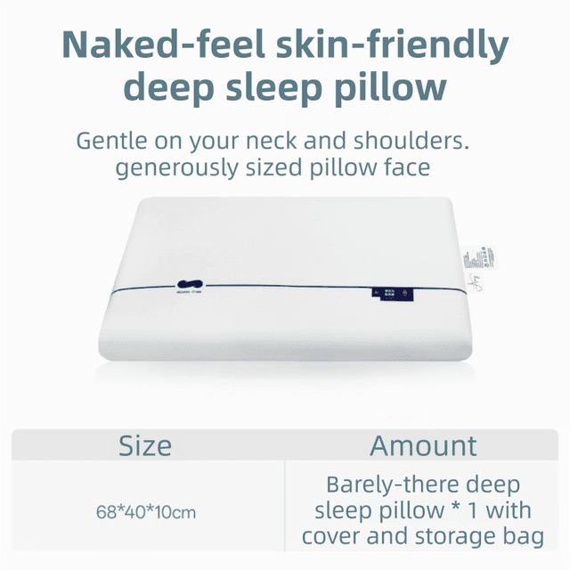 White Deep Sleep Slow Rebound Memory Foam Pillow with Washable - White 10 cm