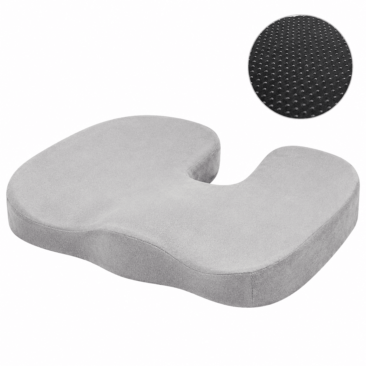 Grey Memory Foam Seat Cushion - 44 × 35 × 6 cm Polyester Chair Pad
