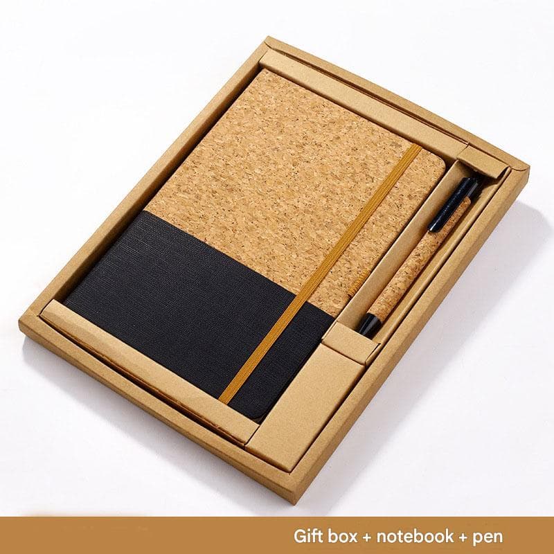 Black Eco-Friendly Cork A5 Notebook Gift Set with Matching Pen Business
