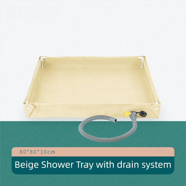80 × 80 × 10 cm Beige Portable Outdoor Shower Tray & Versatile Collapsible