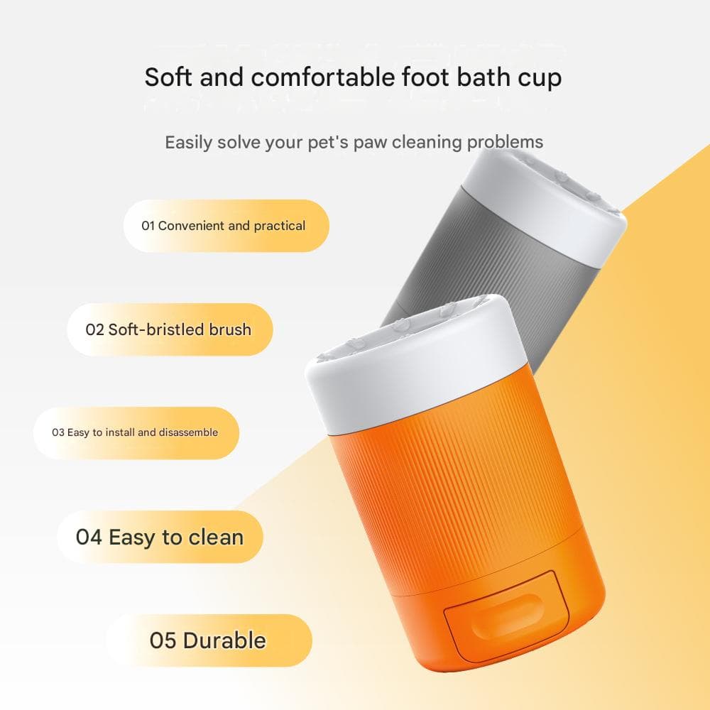 Grey Pet Paw Cleaner Cup - Portable Dog Foot Washer with Soft Silicone