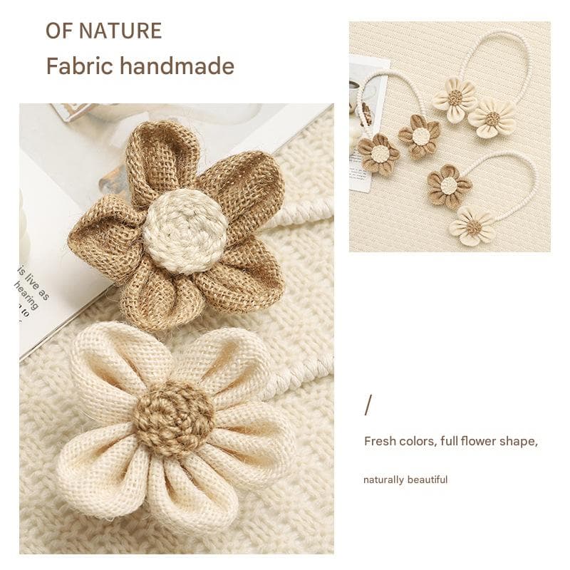 Beige Rustic Flower Curtain Tiebacks 2-Piece Set - Beige Tiebacks Drill