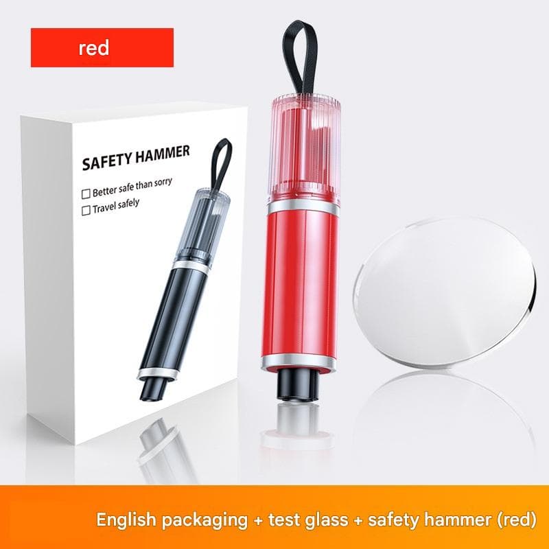 Red 2-in-1 Car Window Breaker and Seatbelt Cutter - Tungsten Steel Tip