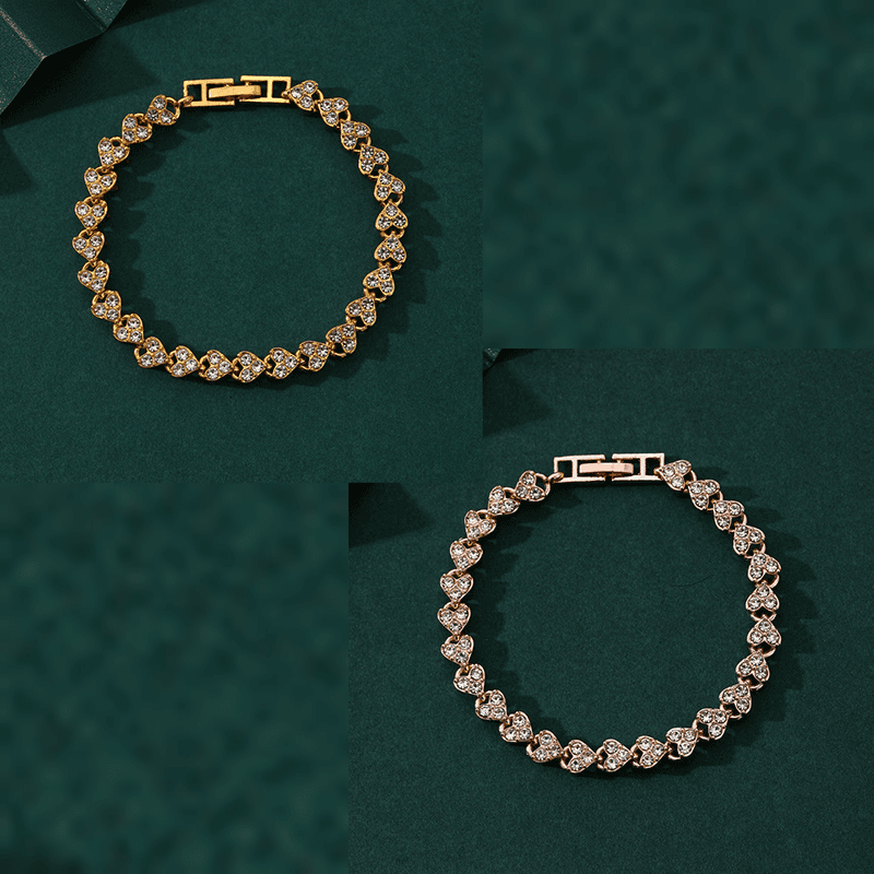 2-piece Aureate and Rose Gold Crystal Heart Tennis - Aureate Rose Gold