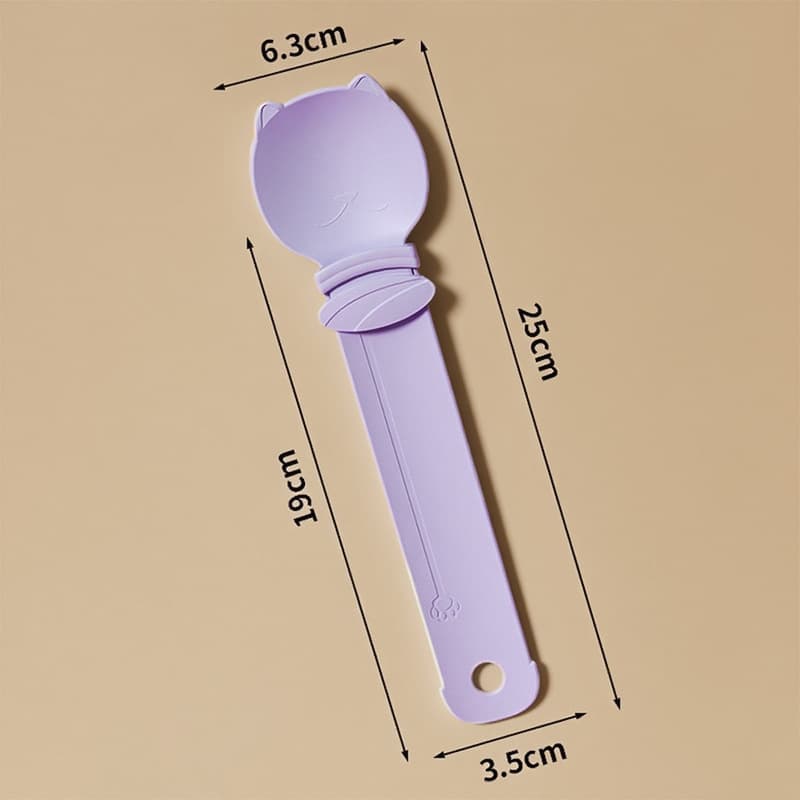 Purple Cat Treat Spoon for Wet Food & Paste - Extra-Long PP Handle