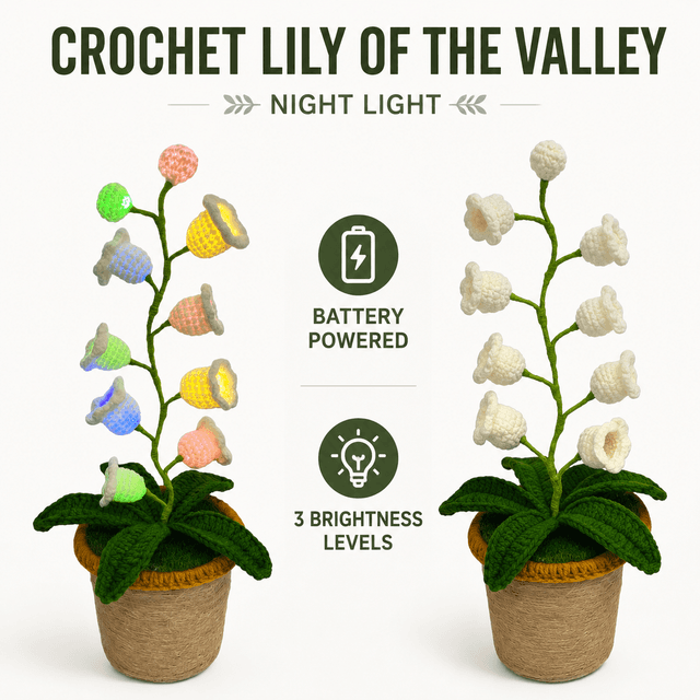 Beige Crochet Single Lily of the Valley Night Light - Beige colorful