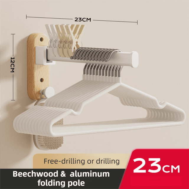 23 cm Moisture Aluminum Folding Towel Rack Integrated Bottom Hook - 90°