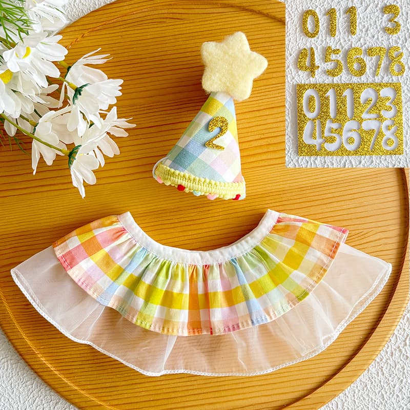 2-Piece Rainbow Pet Birthday Outfit Set(Includes Bonus Gold Number Stickers)