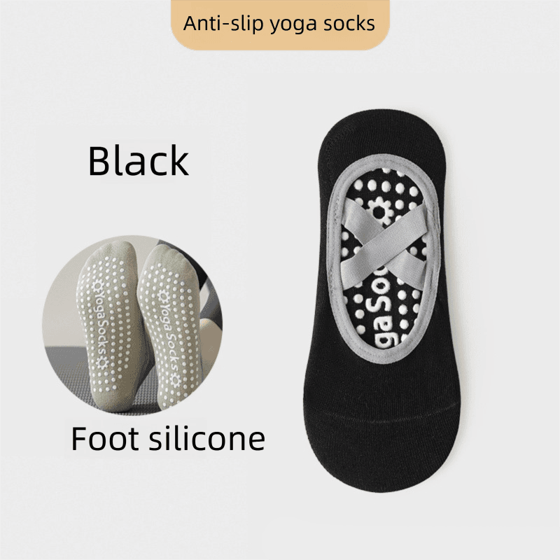 3-Pack Black Anti-Slip Yoga Socks - Grippy Pilates Dance Fitness Socks