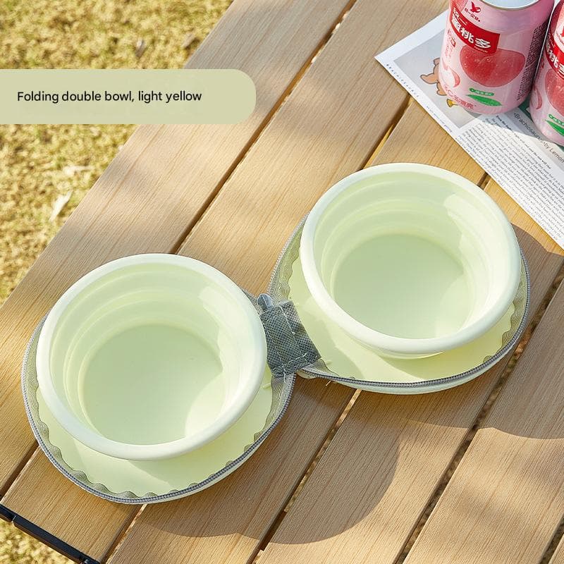 Light Yellow Portable Collapsible Silicone Pet Bowl - Food Grade Silicone