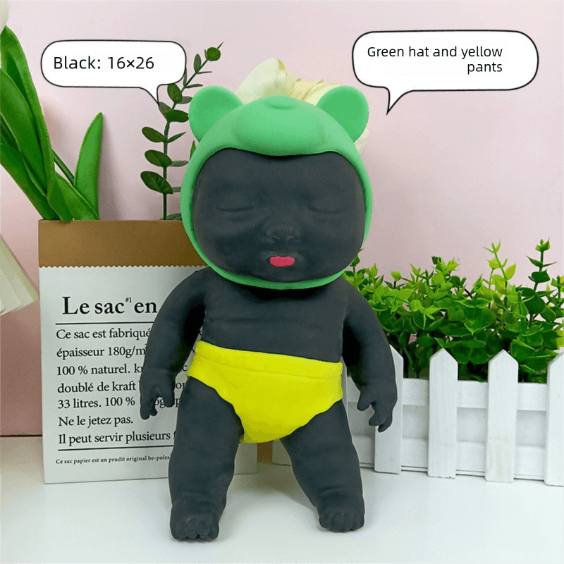 Black 26 cm Large Squeeze Ugly Doll Stress Relief Toy Slow Rebound TPR
