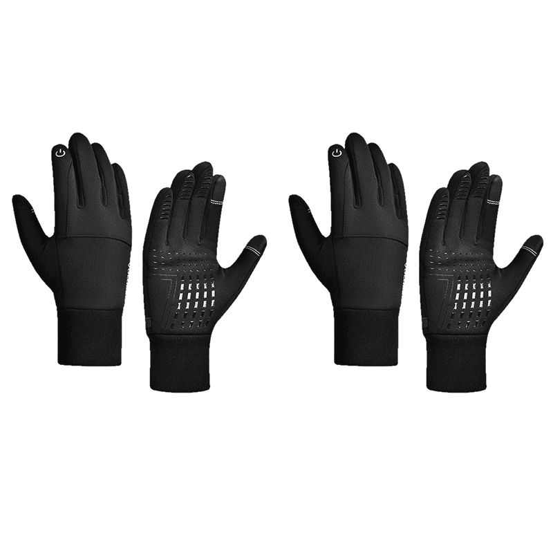2-Pair Black M size Winter Cycling Gloves Set - Windproof Thermal
