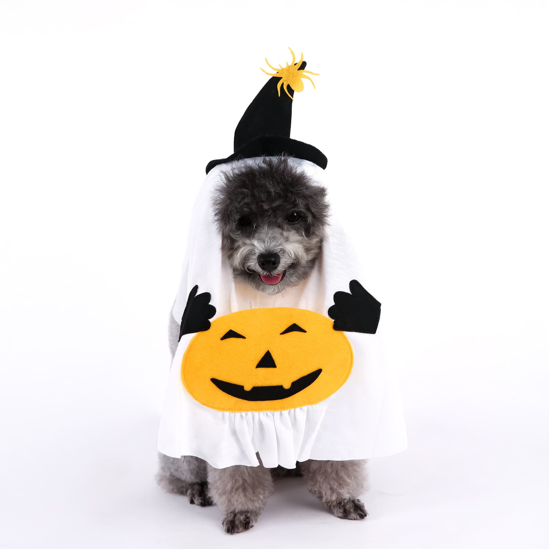 S Size Halloween Pumpkin Ghost Dog Costume - Polyester Pet Fancy Dress