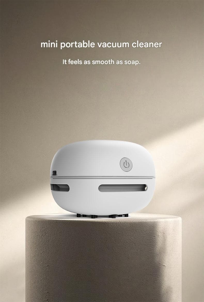 White Mini Handheld Cordless Vacuum Cleaner - USB Rechargeable Desktop Dust