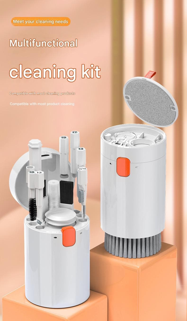White 20-in-1 Multi-Purpose Cleaning Kit - Ergonomic ABS Handle with Dust