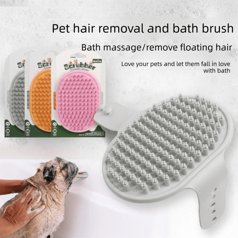Grey Pet Bath Massage Brush Soft TPR Grooming Brush for Dogs - Grey Tpr