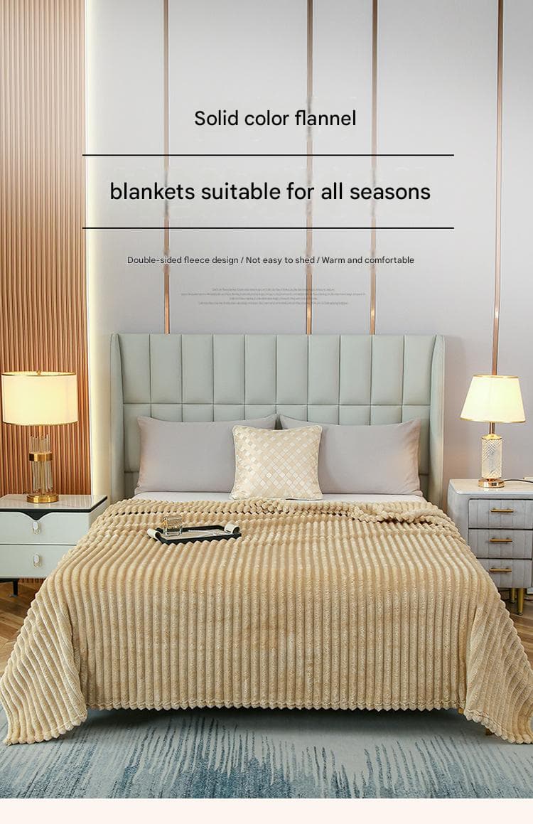 150 × 200 cm Blue Solid Colour Flannel Throw Blanket - Thick Double-Sided