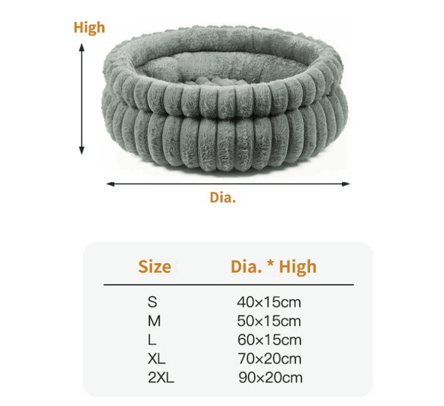 Coffee Plush Round Pet Bed with Gap Entry & Removable Cushion S Size