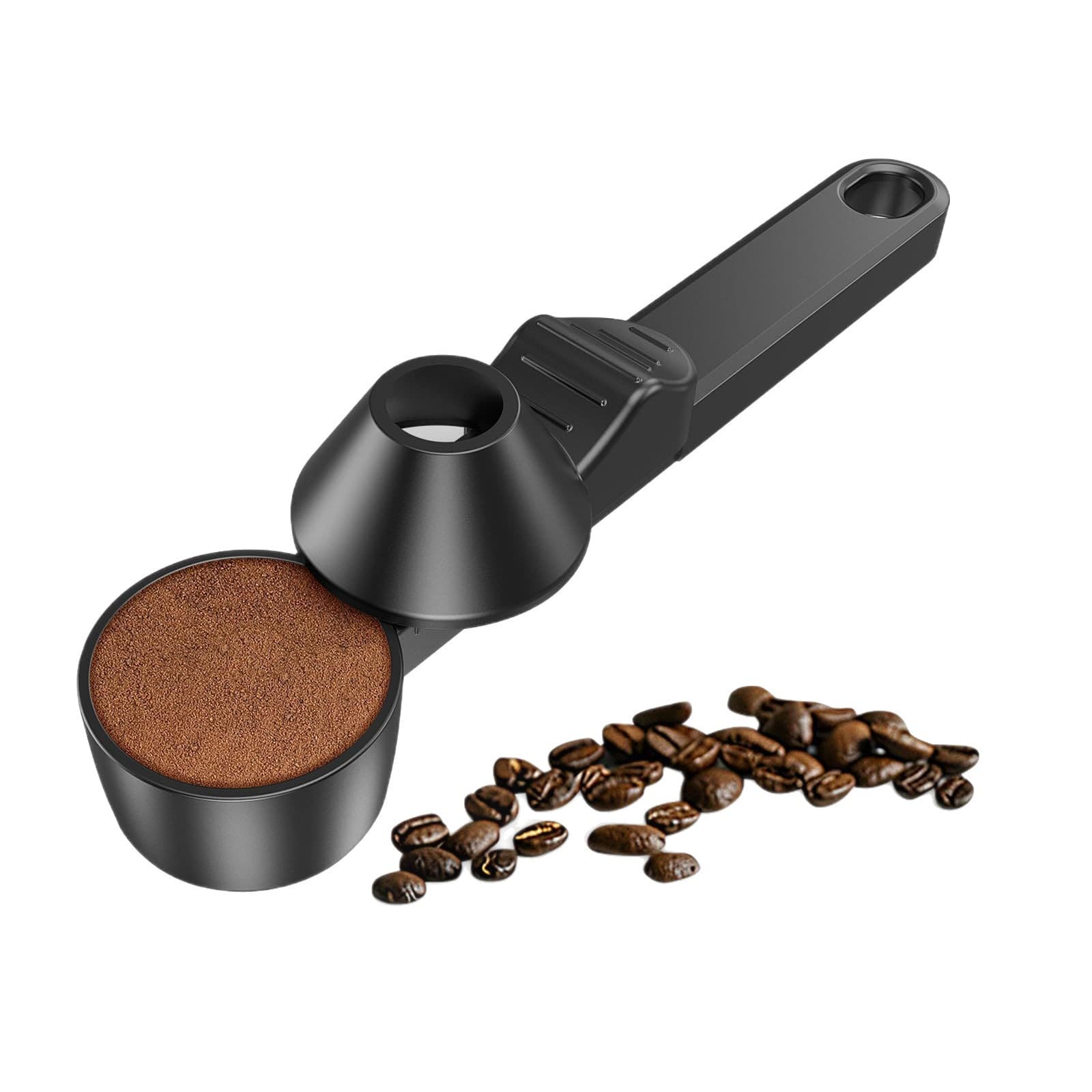 1-Piece Black Sliding Coffee Scoop - Long Handle Plastic Measuring Spoon