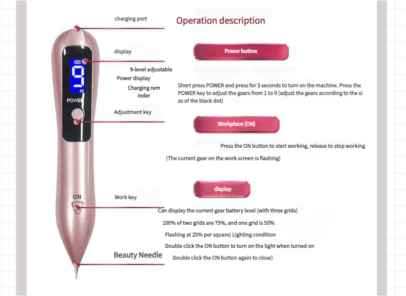 Professional 9-Level Skin Tag & Mole Remover Pen - USB Rechargeable - White