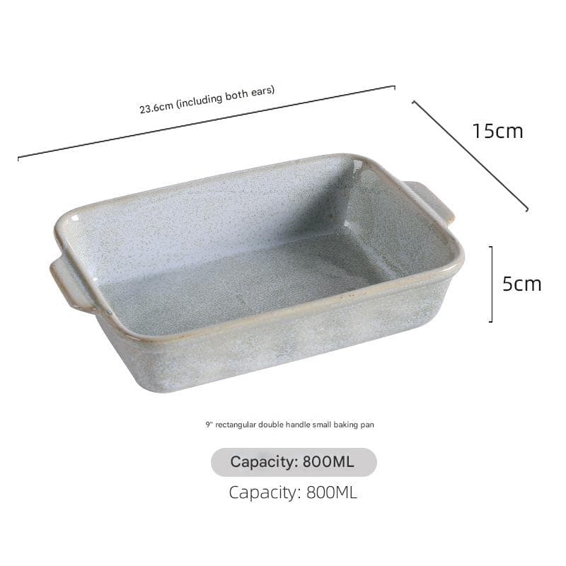 Green Speckled Ceramic Rectangular Baking Dish - 800 ml Oven & Microwave