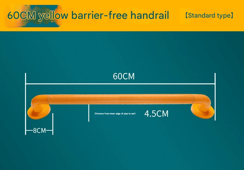 2-Piece Heavy-Duty Anti-Slip Safety Grab Bar with Luminous - Yellow 60 cm