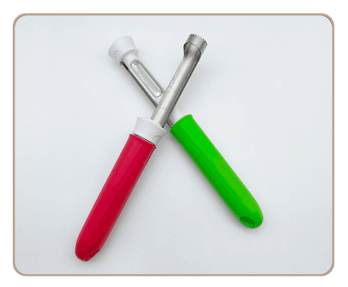 2-Piece 2-in-1 Apple Corer & Peeler Stainless Steel Fruit Prep Tool Red