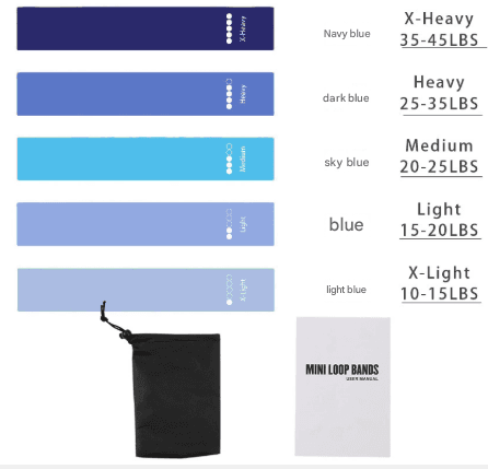 Blue 10 Pieces of 2 Sets Resistance Loop Bands - Fitness Exercise Bands